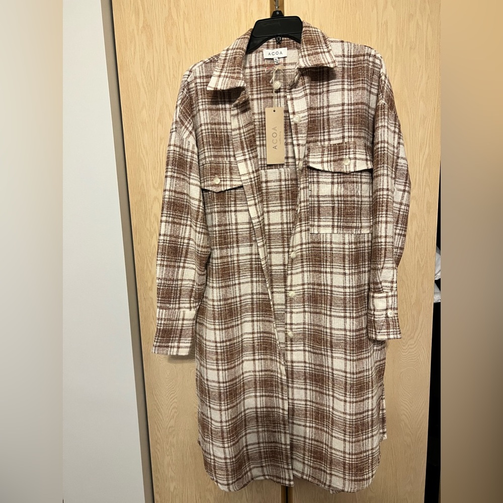 Plaid button down oversized shacket